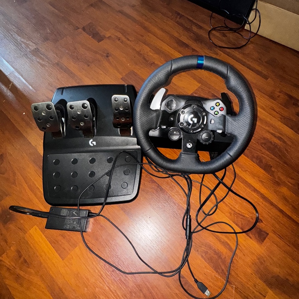 Logitech Black and Blue Racing Wheel with Pedals